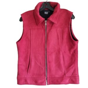 NILS Faux Suede Red Lightweight High Pile Fleece Lined Vest Size Medium